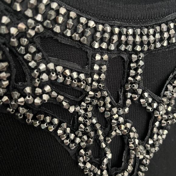 Y2K Joseph A Stud Collar Womens Sweater Sz L Goth Glam Pullover Beaded Holiday - Picture 12 of 13